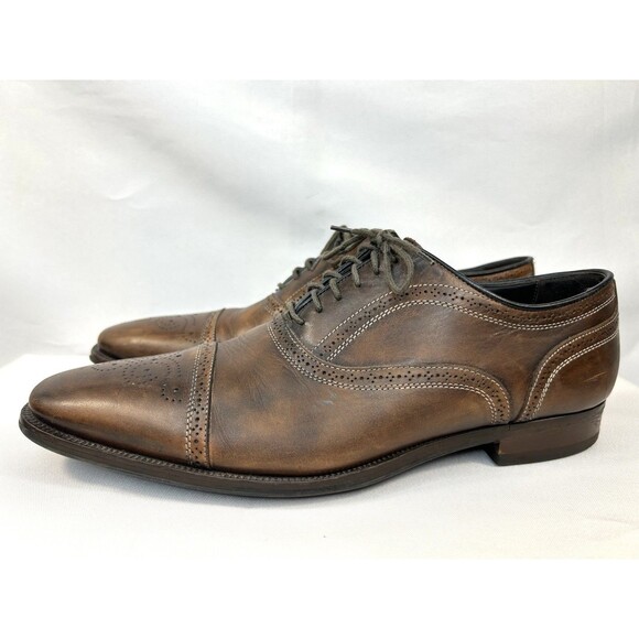 To Boot New York Lace Up Mens 9.5 Brown Leather Cap Toe Dress Shoes Adam Derrick - Picture 4 of 12